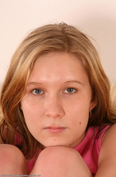 European Blonde Pulls Panties Aside to Finger Her Hairy Pussy – photo 1 of 21