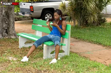 Ebony Redhead Sucks and Fucks Outdoors