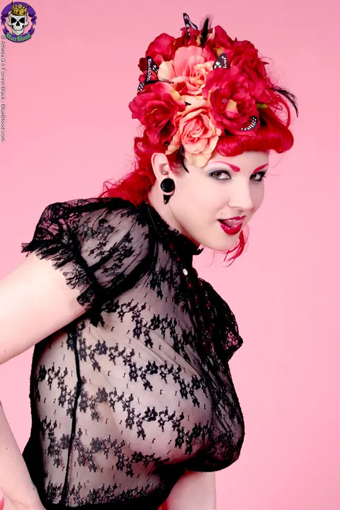 Redhead MILF Poses in a Sheer Top and Latex Skirt – photo 13 of 18