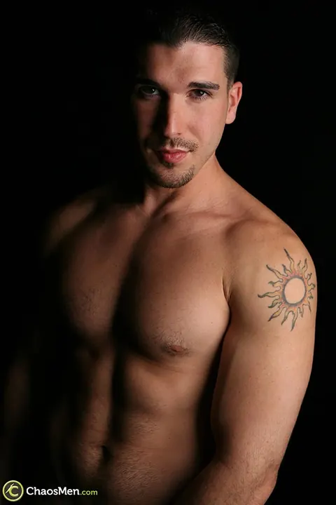 Muscular Brunette Guy Strips Nude Showing Thick Hairy Cock – photo 11 of 21