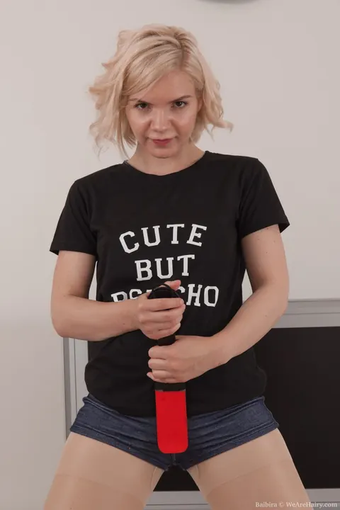 Baibira: Petite Short-Haired Blonde Spreads Her Hairy Pussy – photo 3 of 17