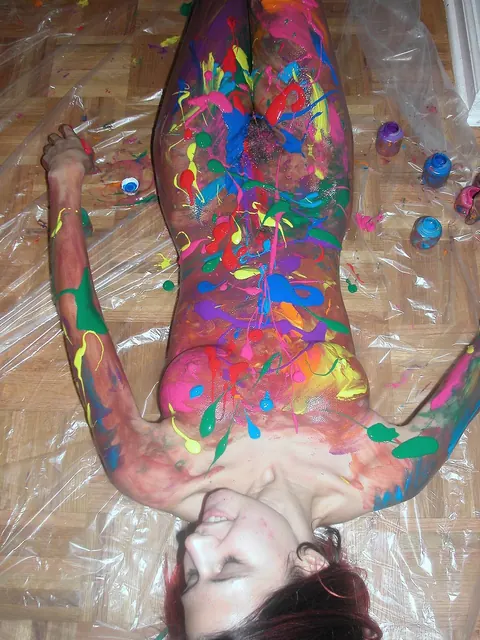 Latina Amateur Redhead Poses Nude with Paint on Her Body – photo 14 of 21