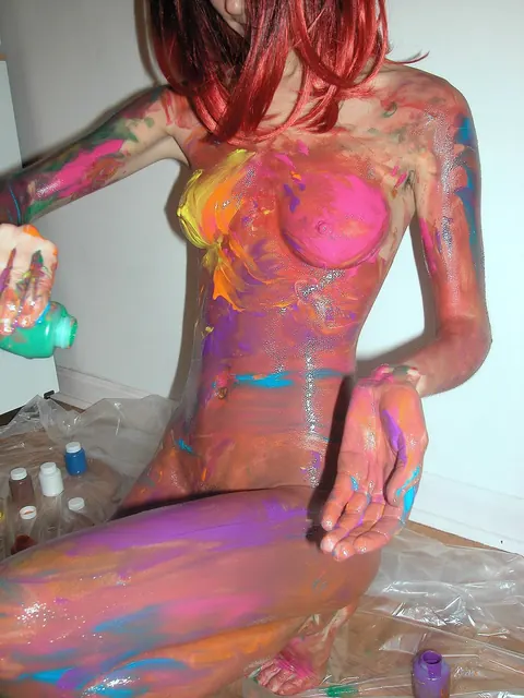 Latina Amateur Redhead Poses Nude with Paint on Her Body – photo 11 of 21