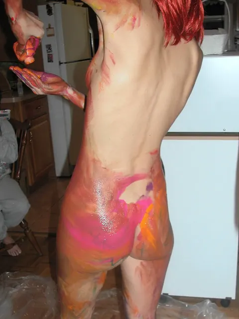 Latina Amateur Redhead Poses Nude with Paint on Her Body – photo 10 of 21