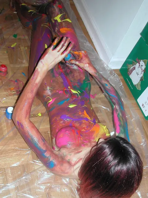 Latina Amateur Redhead Poses Nude with Paint on Her Body – photo 13 of 21