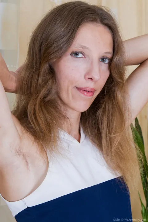 Aivha: Skinny Brunette Bares Her Small Tits and Hairy Muff – photo 3 of 21