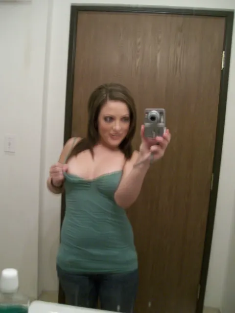 Carmen Valentina: Brunette with Big Natural Tits Masturbates in the Mirror Selfie – photo 1 of 20
