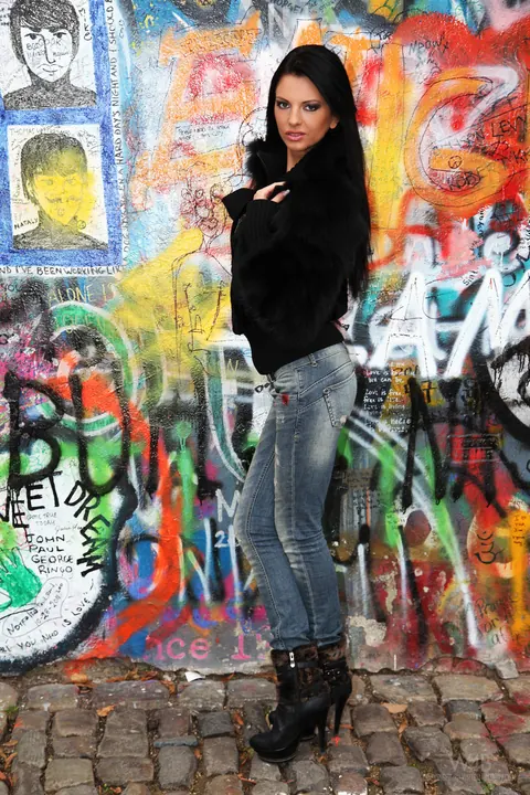 Brunette Strips Out of Her Jeans and Boots in the Bathroom – photo 2 of 21