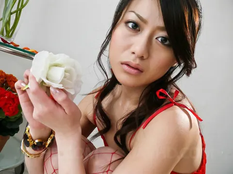 Hina Aisawa: Japanese Brunette in Fishnet Stockings Gives a Blowjob – photo 2 of 12