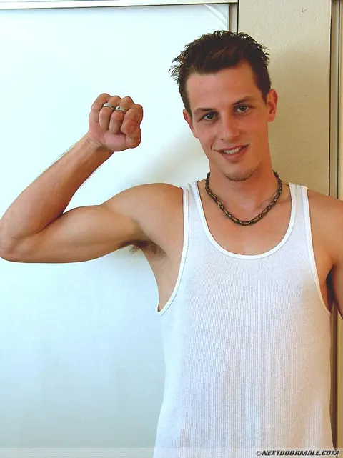Slim Brunette Twink Strips and Fingers His Ass on the Sofa – photo 5 of 21