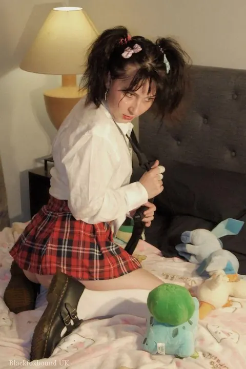 PAWG Brunette in Uniform Skirt Tied Up and Ball Gagged – photo 4 of 16