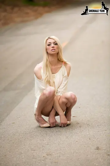 Blonde Trans Woman Strips Nude Outdoors
