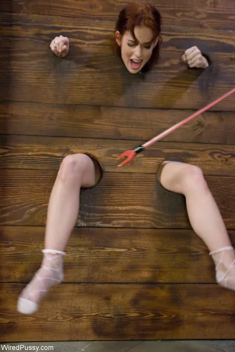 Riley Shy: Busty Redhead MILF in Socks Bound and Spanked Then Uses a Dildo – photo 6 of 20