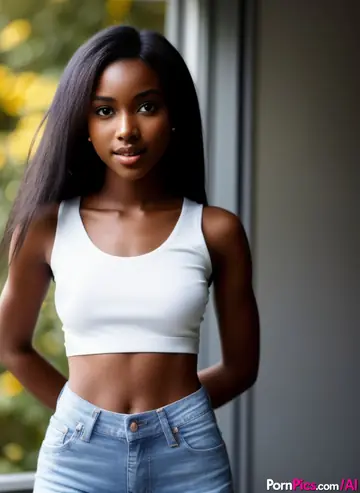 AI-Generated Ebony Babe Spreads Her Pussy Naked