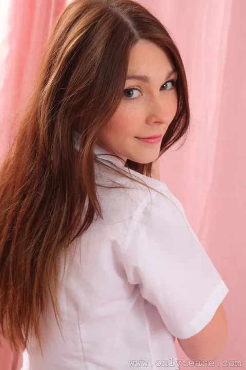 Lauren Chelsea: Thick British Brunette Strips Out of Her Uniform Skirt and Spreads – photo 2 of 20