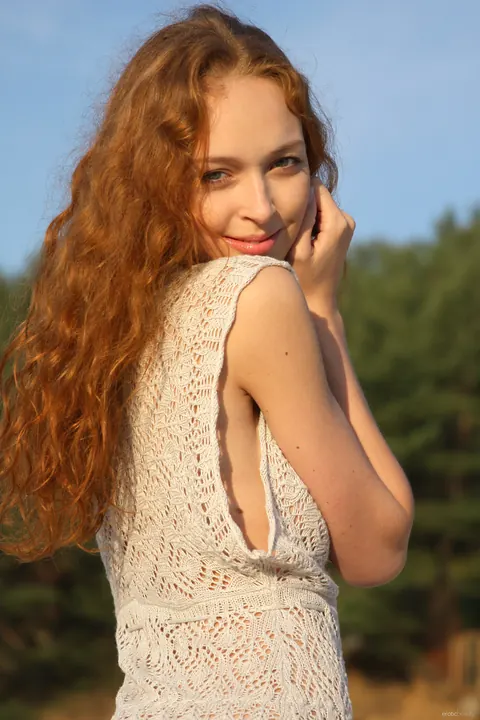 Asprid A: Skinny Redhead Spreads Her Shaved Pussy on the Beach – photo 11 of 21