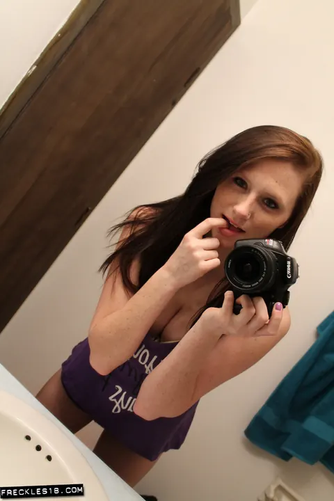 Busty Brunette Takes Mirror Selfies in Lingerie and Shorts – photo 3 of 12