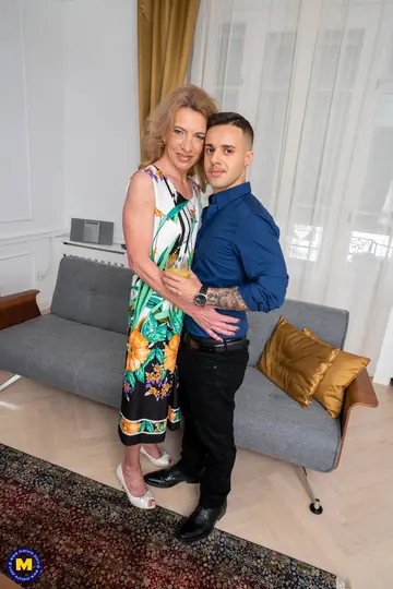 European Blonde MILF in Heels Gets Fucked and Takes Cum on Her Ass