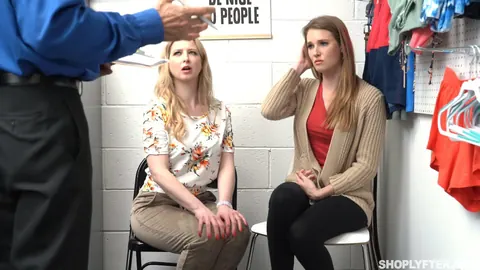 Ashley Lane: Two Slim Blondes Undress and Suck a Guard in the Office – photo 4 of 21