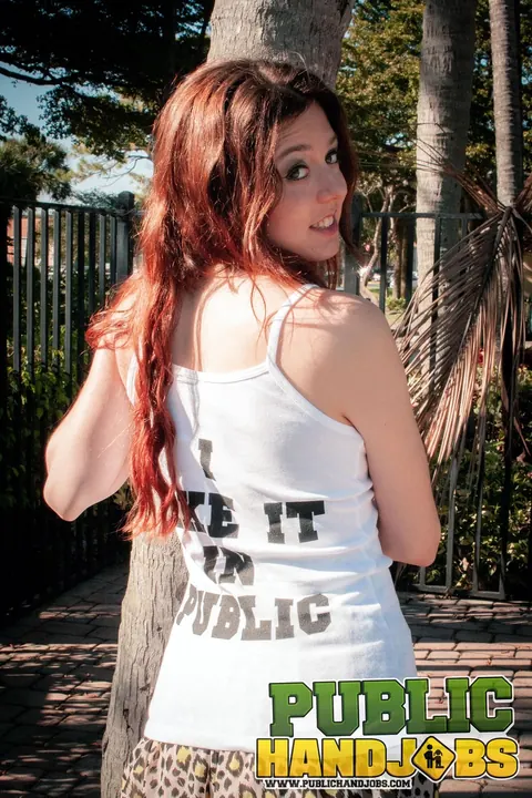 Cassidy Blanc: Redhead Flashes Her Tits Outdoors and Gives a Car Handjob – photo 6 of 20