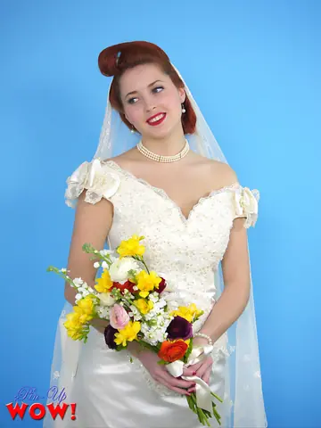 Lucy Collett – Redhead Strips Out of Her Wedding Dress to Reveal Lingerie and Heels