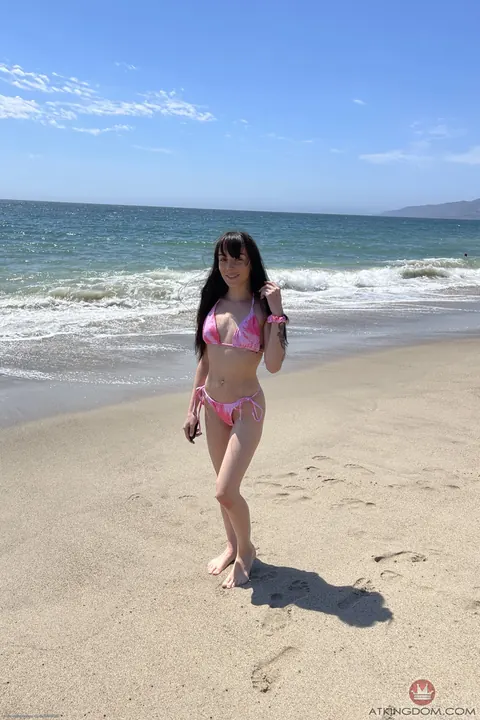 Emma Jade: Brunette in a Bikini Pulls Fabric Aside on the Beach and in a Car – photo 21 of 21