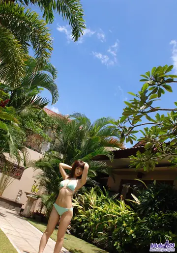 Hikari Hino – Busty Japanese Redhead Strips Out of Her Bikini by the Pool