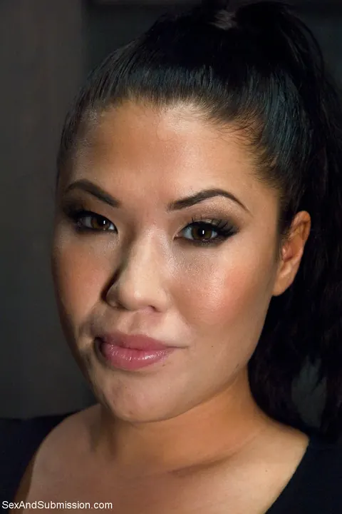London Keyes: Asian Brunette with Big Tits Bound in Lingerie and Stockings – photo 4 of 20