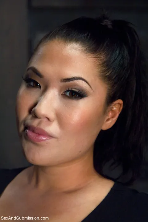 London Keyes: Asian Brunette with Big Tits Bound in Lingerie and Stockings – photo 3 of 20