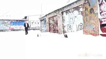 Blonde Czech Babe Pees in the Snow Outdoors