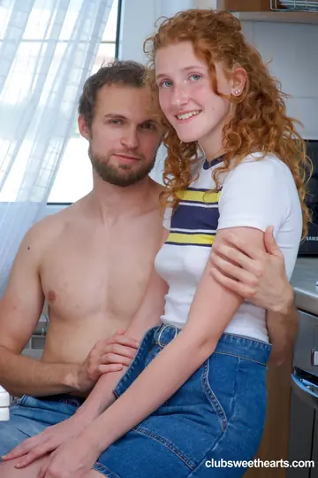 Petite European Redhead Strips and Gets Fucked in the Kitchen