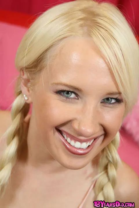 Jocelyn Jayden: Busty Blonde with Pigtails Lifts Her Skirt and Spreads – photo 3 of 16
