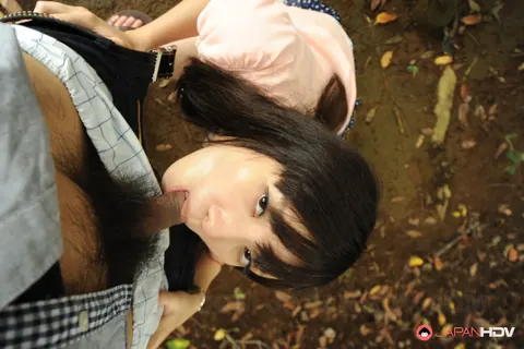 Riko Tanabe: Japanese MILF Kneels for a POV Blowjob Outdoors – photo 12 of 12