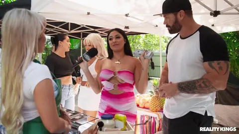 Serena Santos: Busty Tattooed Blonde and Latina Suck and Fuck Outdoors – photo 10 of 21