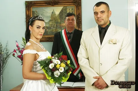 Wild Devil: Brunette in a Wedding Dress Endures BDSM Anal and Swallows – photo 1 of 16