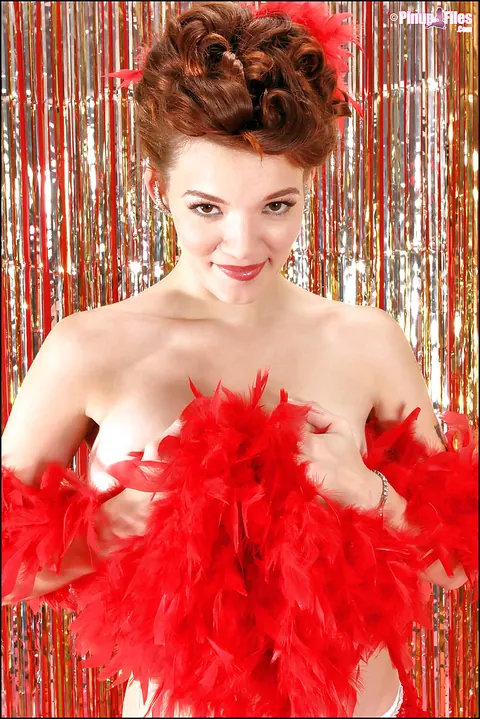 Danielle Riley: Thick Redhead Poses in a Red Bikini and Stockings – photo 11 of 16