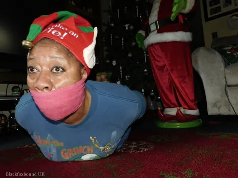 Ebony BBW Hogtied and Gagged in Christmas Costume – photo 13 of 16