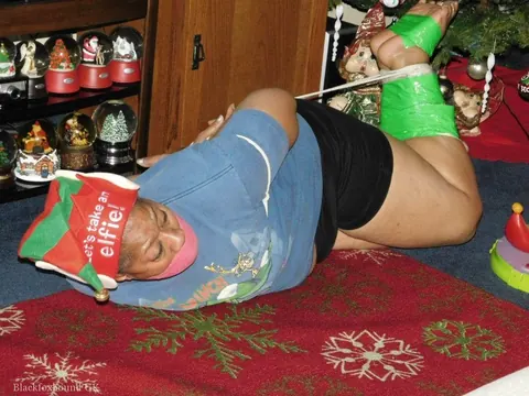 Ebony BBW Hogtied and Gagged in Christmas Costume – photo 11 of 16