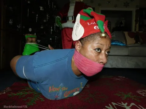 Ebony BBW Hogtied and Gagged in Christmas Costume – photo 16 of 16