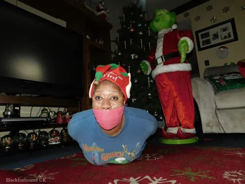 Ebony BBW Hogtied and Gagged in Christmas Costume – photo 12 of 16