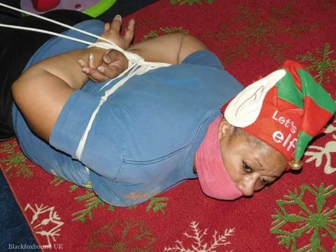 Ebony BBW Hogtied and Gagged in Christmas Costume – photo 4 of 16