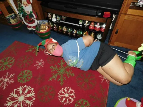 Ebony BBW Hogtied and Gagged in Christmas Costume – photo 9 of 16
