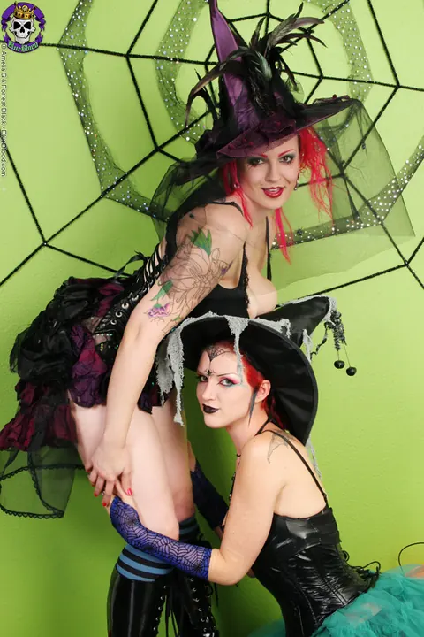 Busty Redhead MILF Licks Tattooed Partner in Costumes – photo 1 of 15