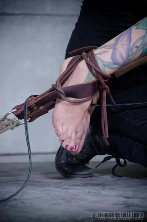 Rain DeGrey: Busty Redhead MILF Bound in Bondage Kisses Tattooed Partner – photo 12 of 14