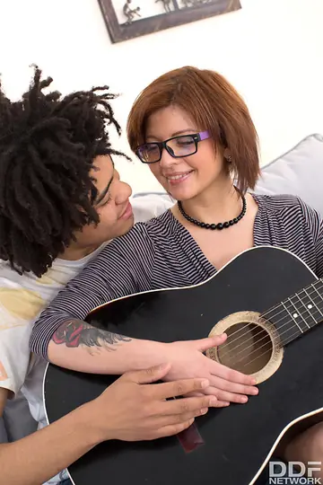 Angelin Jay – Busty Latina Redhead in Glasses Sucks and Takes Anal from Guitar Teacher