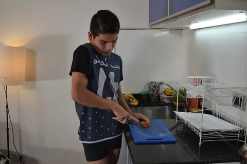 Brunette Twink Takes His Roommate's Cock in the Kitchen – photo 2 of 21