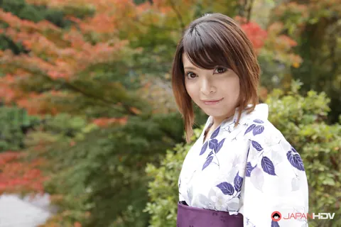 Hikaru Kirishima: Japanese Brunette Poses in Traditional Clothing Outdoors – photo 9 of 15