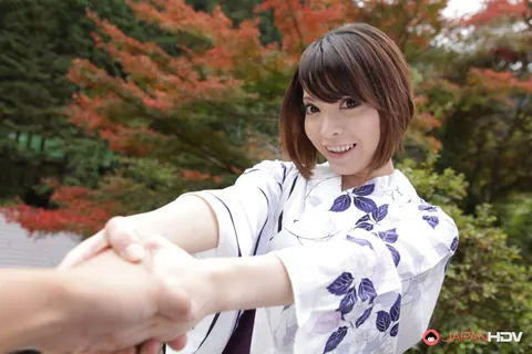 Hikaru Kirishima: Japanese Brunette Poses in Traditional Clothing Outdoors – photo 14 of 15