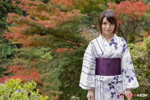 Hikaru Kirishima: Japanese Brunette Poses in Traditional Clothing Outdoors – photo 1 of 15
