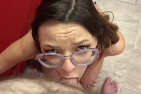 Honey Hayes: Brunette in Heels and Glasses Masturbates Before Anal Doggy Style – photo 10 of 21